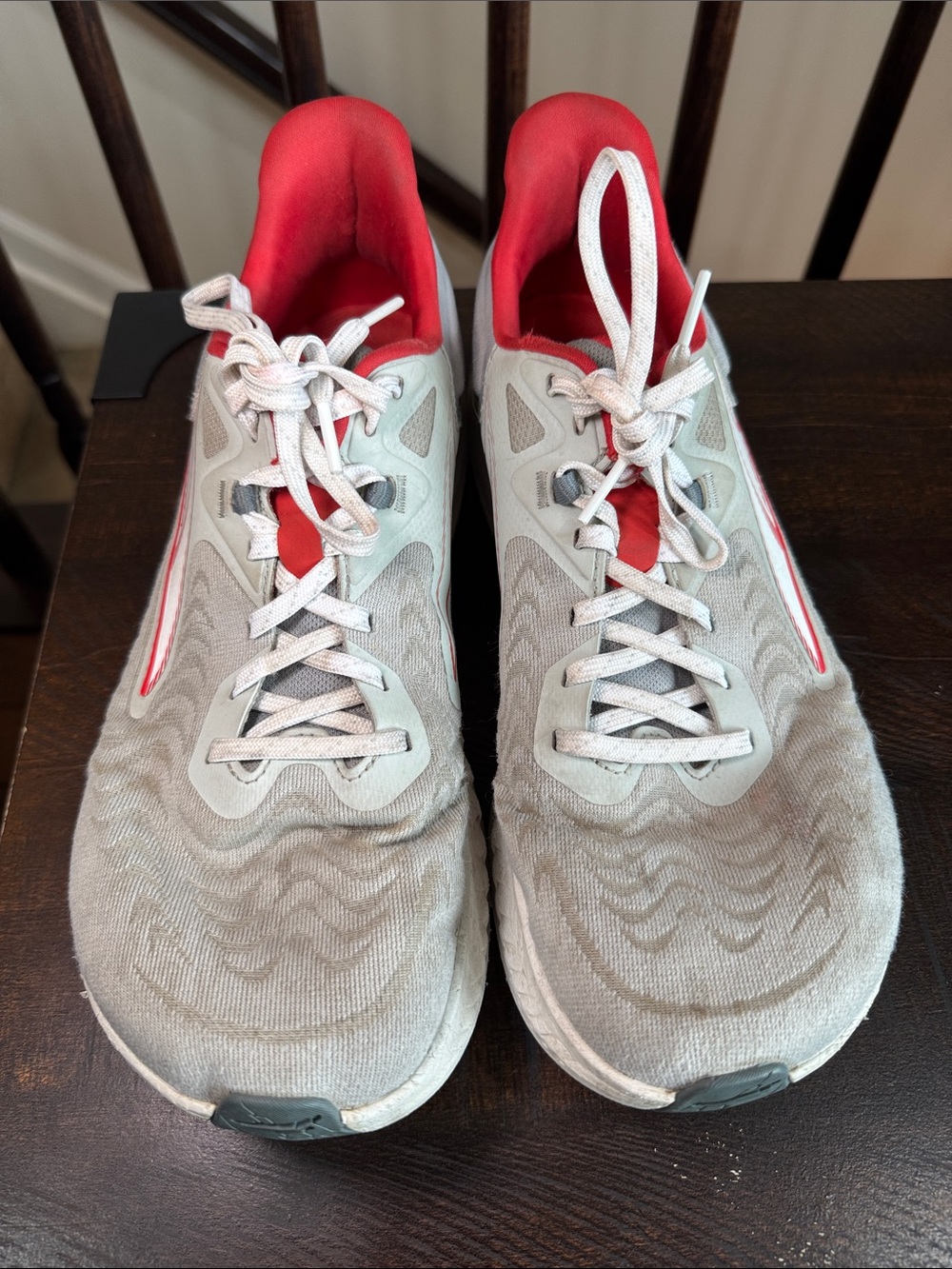 Altra Light Gray and Red Running Shoes